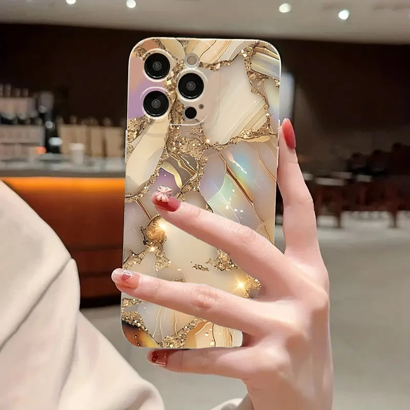 Marmor Hülle Champagner-Gold – Elegantes Design, Stoßfest & Leicht
