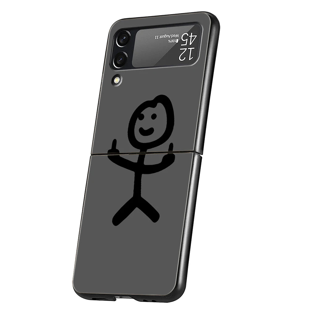 Hülle „Stickman“ für Samsung Galaxy Z Flip – Hard PC, schwarz, stoßfest