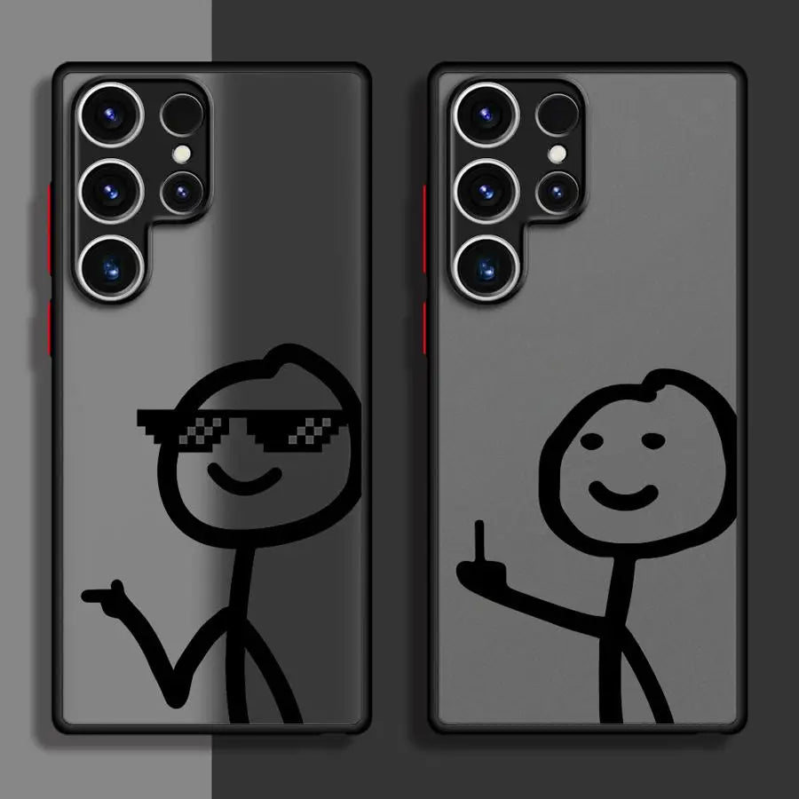 Lustige Strichmännchen Handyhülle für Samsung Galaxy S9–S25 Ultra