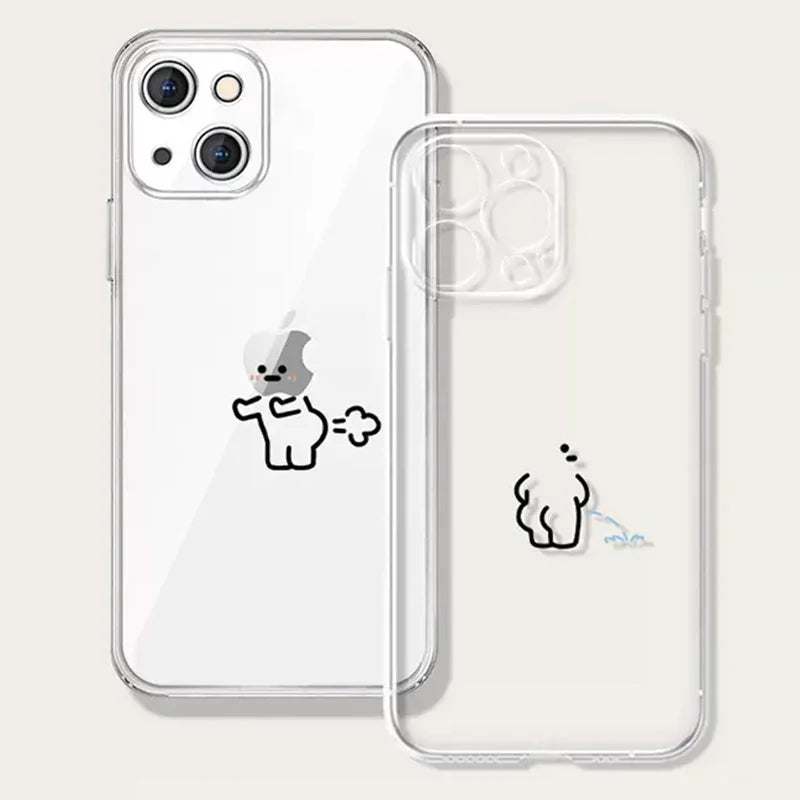 Hülle „Matchstick Couple“ für iPhone – Transparentes Soft TPU Case
