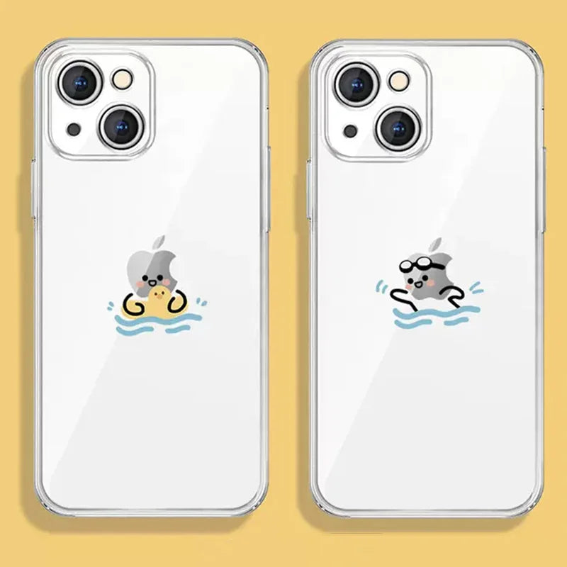 Hülle „Matchstick Couple“ für iPhone – Transparentes Soft TPU Case