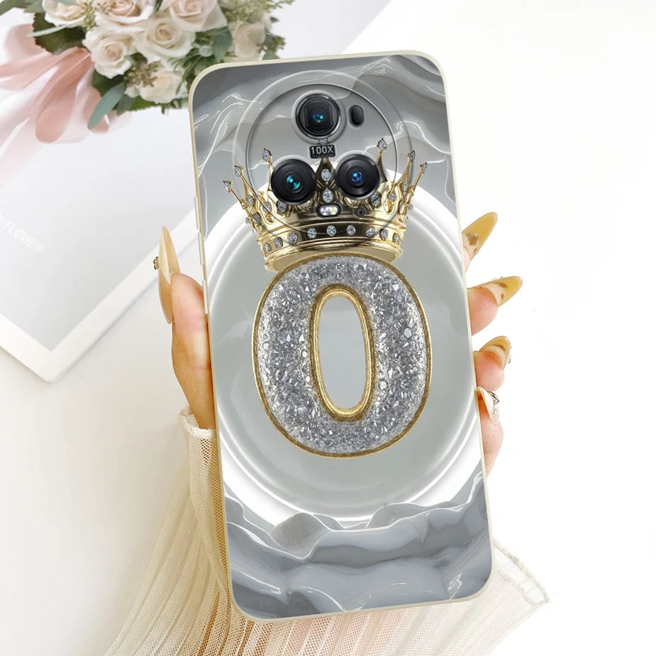 Für Honor Magic 5 / Magic 5 Pro Hülle – Initials Buchstaben Design · Grau-Silber O