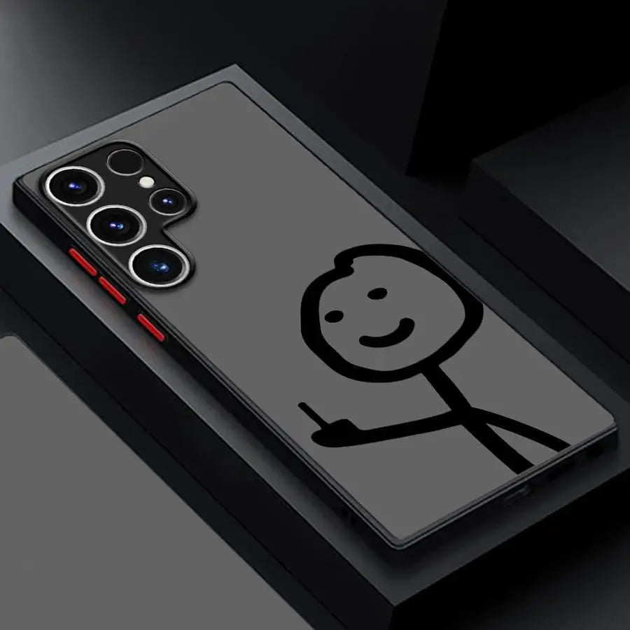 Lustige Strichmännchen Handyhülle für Samsung Galaxy S9–S25 Ultra