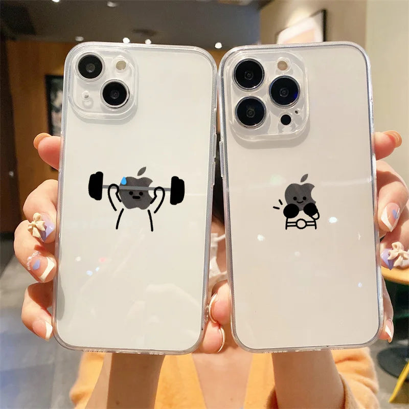Transparente Hülle Strichmännchen für iPhone – Soft TPU, 4 Designs