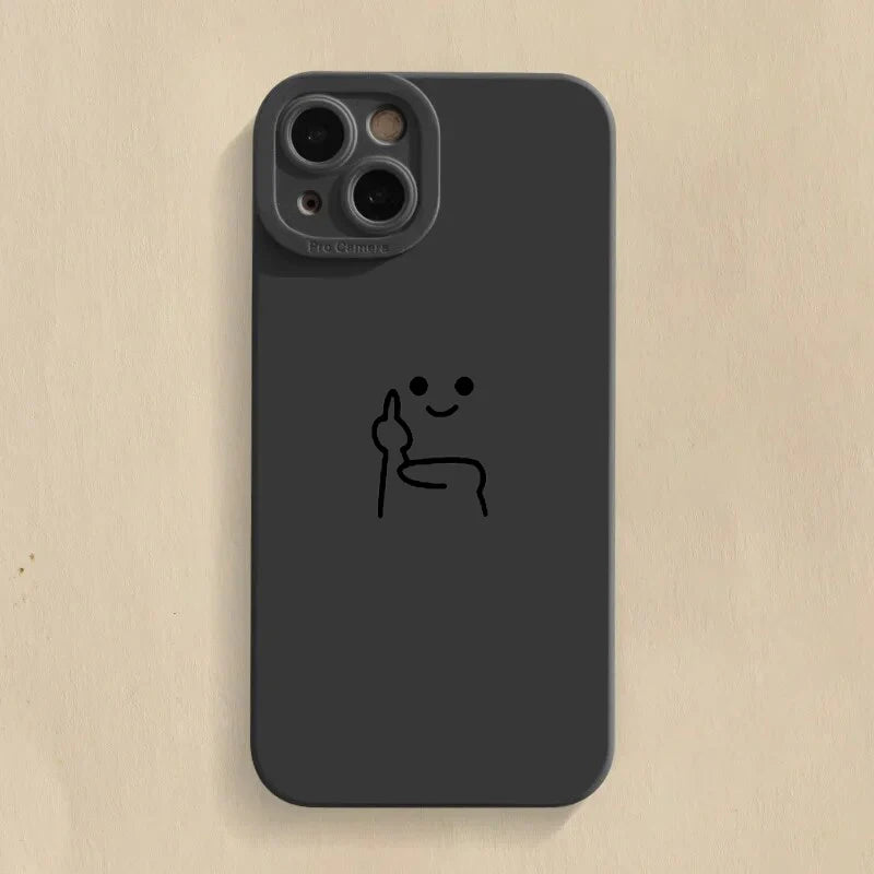Lustige Strichmännchen Handyhülle Silikon für iPhone 7–17 Pro Max