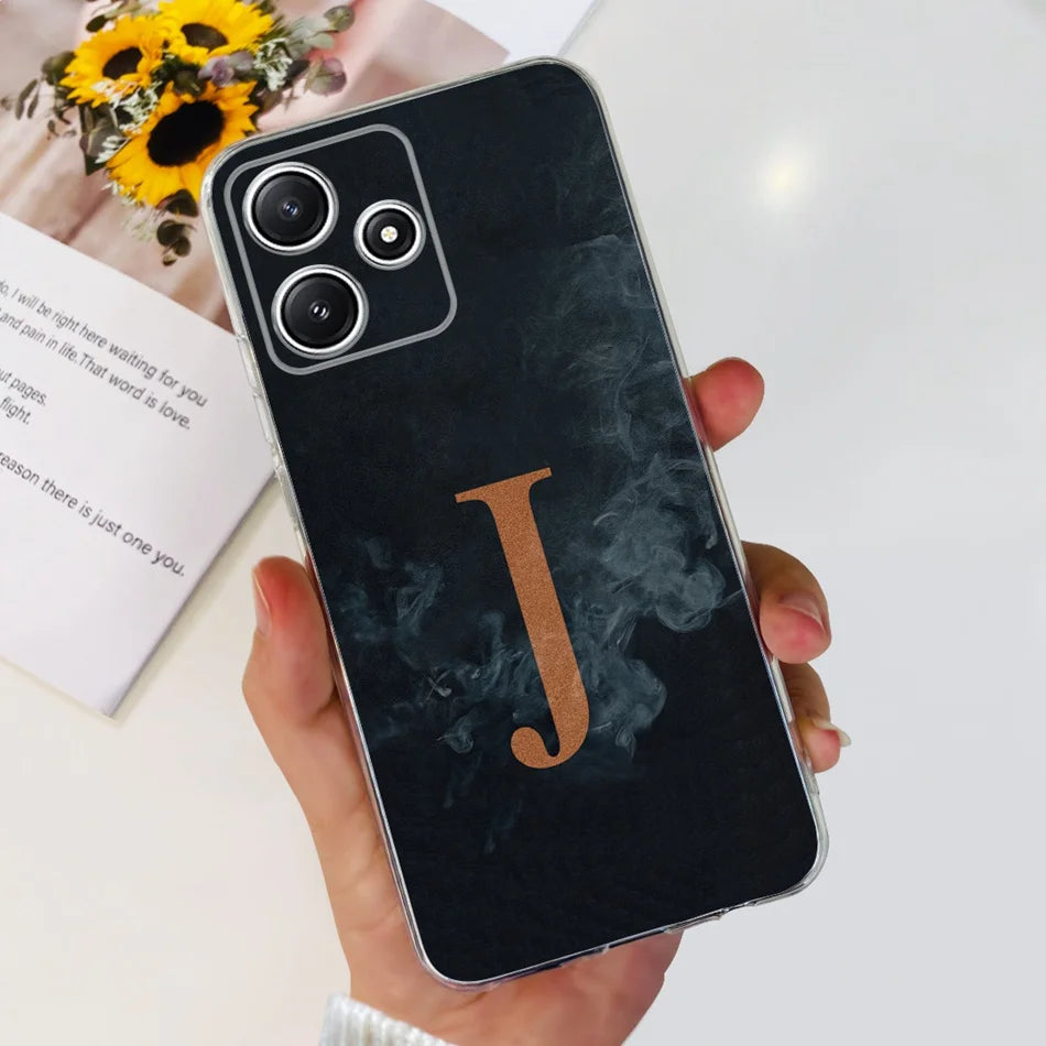 Für Xiaomi Redmi 12 5G Hülle – Initiale Buchstabe TPU · Schwarz J