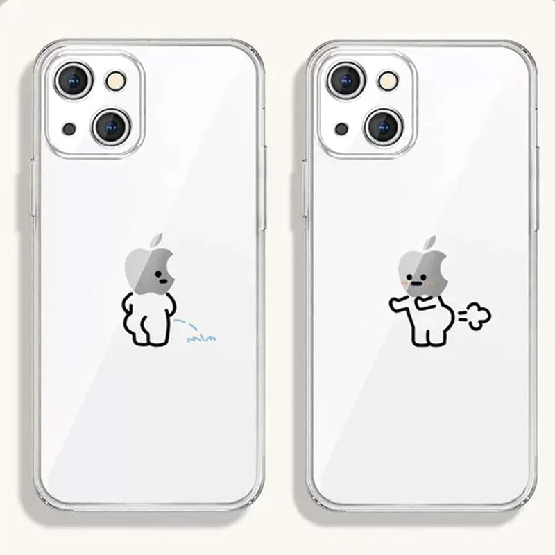 Hülle „Matchstick Couple“ für iPhone – Transparentes Soft TPU Case