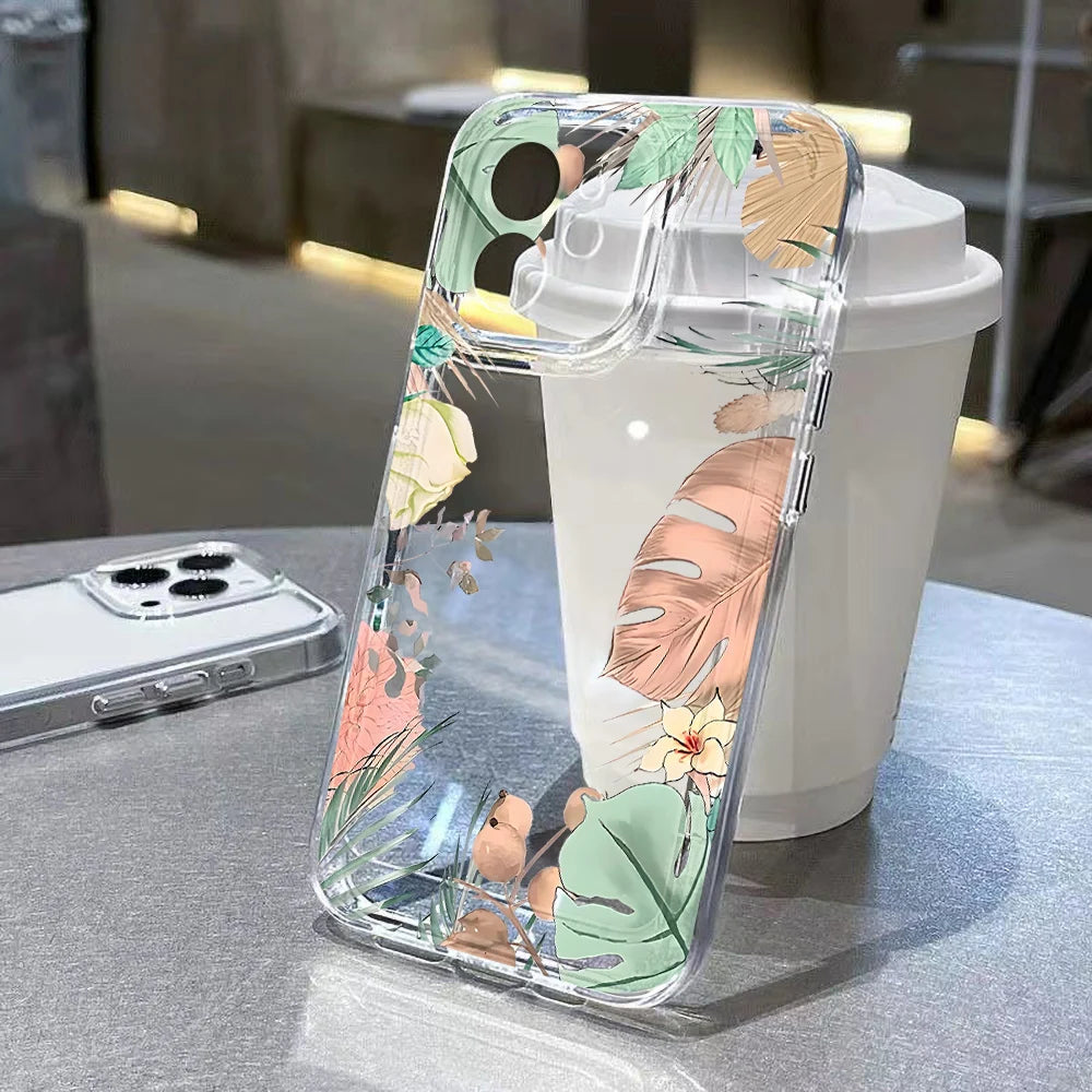 Blumen transparente Handyhülle für iPhone – stoßfest & flexibel