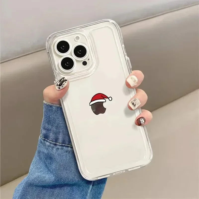 Für iPhone Weihnachts-Hülle – Transparent mit Weihnachtsmotiv · Motiv 1 – Weihnachtsmütze