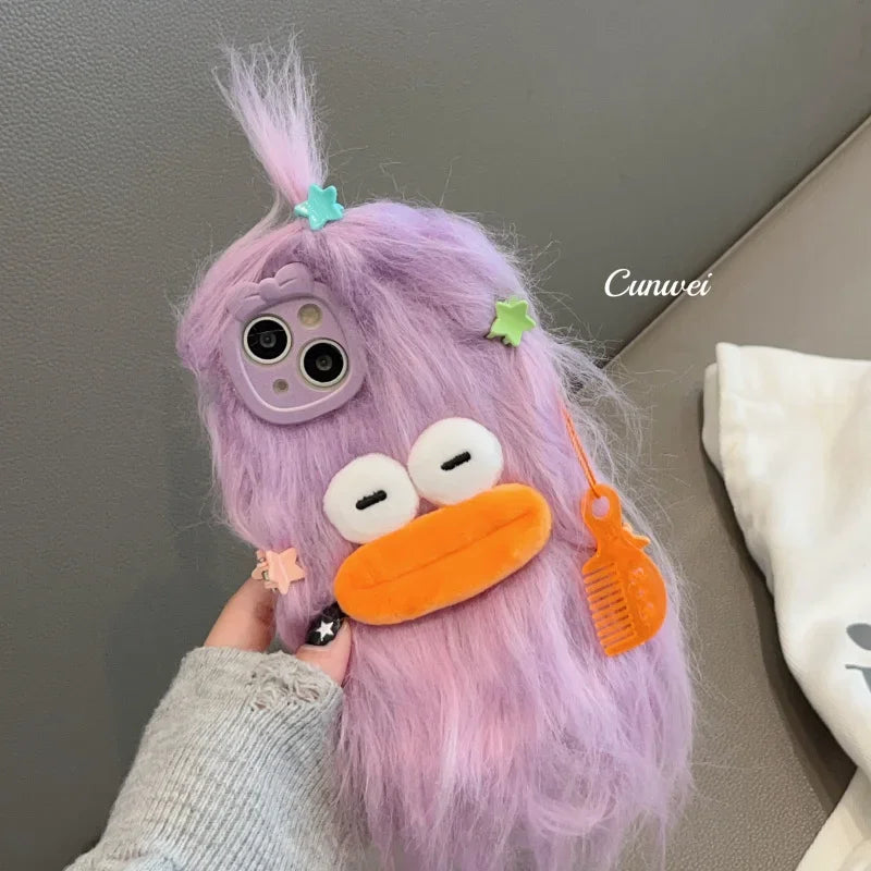 Flauschige Plüsch-Monster Handyhülle – Niedlich, Warm & Weich