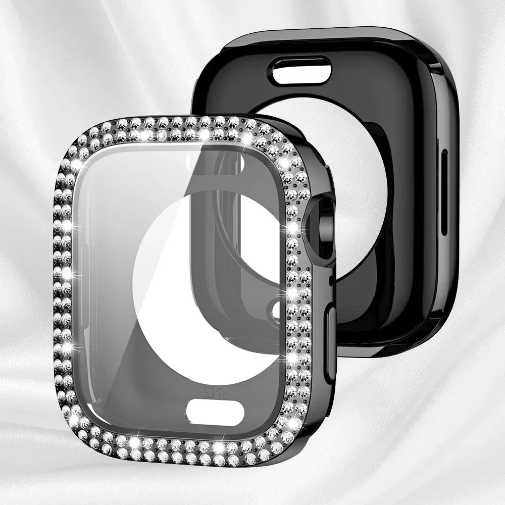 Bling Schutzhülle mit Glas für Apple Watch 41-49mm Diamant Glitzer Strass