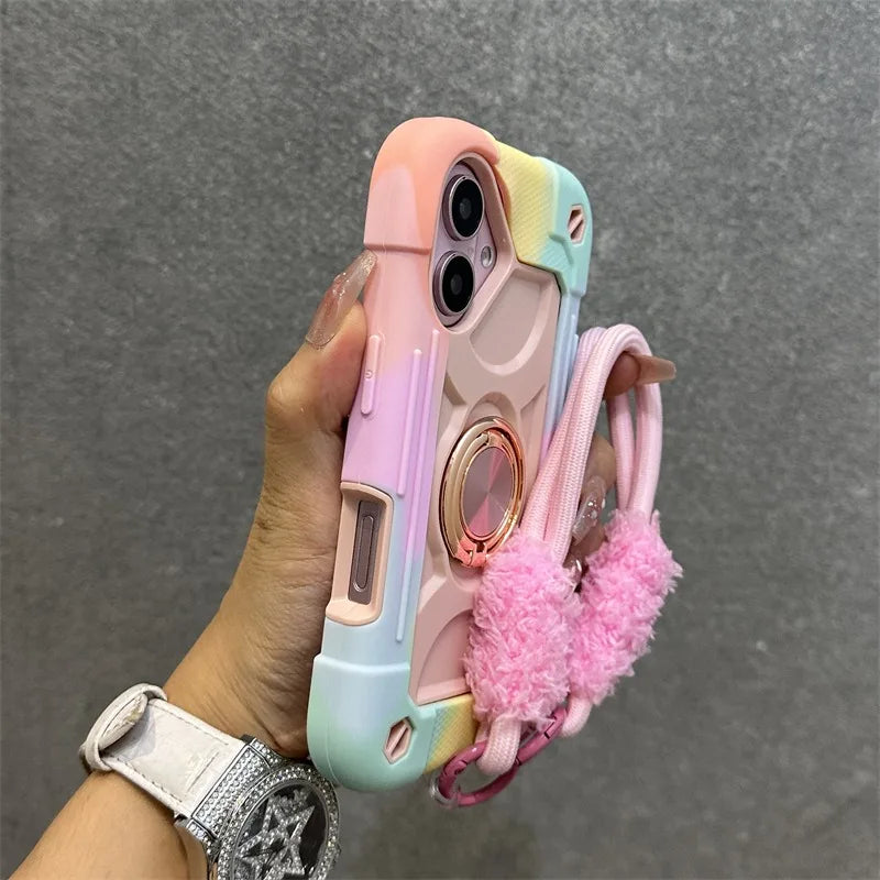 Ringhalter Hülle iPhone 17 16 15 14 13 12 11 Pro Max mit Lanyard Robust