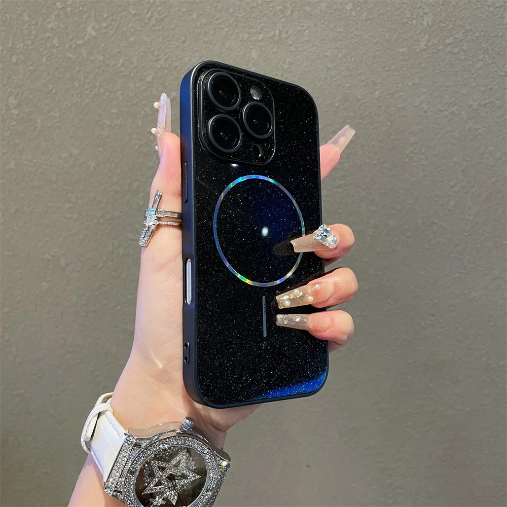 Aurora Glitzer Hülle für iPhone 17 16 15 14 13 Magnetisch Kameraschutz