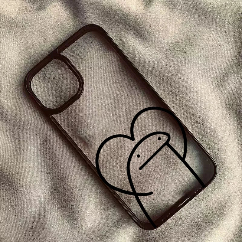 Transparente Strichmännchen Handyhülle für iPhone 11–17 Pro Max