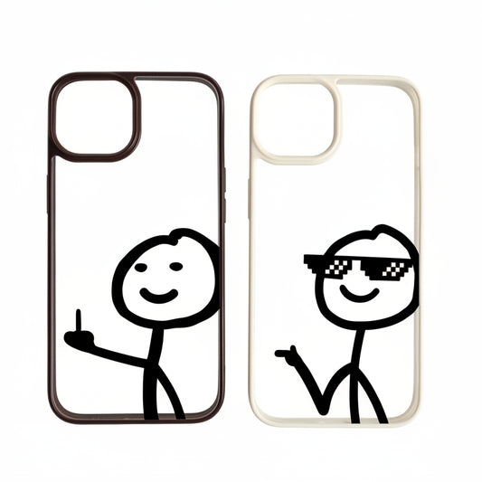 Transparente Strichmännchen Handyhülle für iPhone 11–17 Pro Max