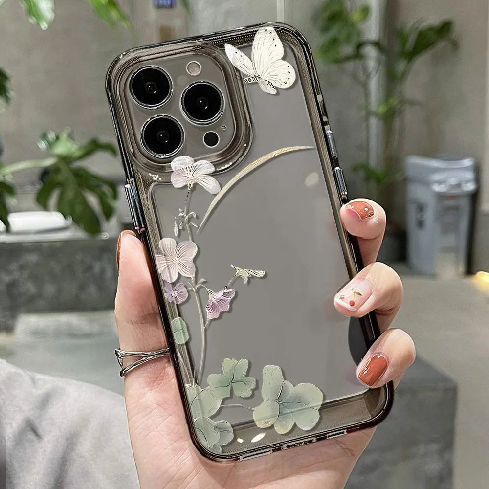 Blumen transparente Handyhülle für iPhone – stoßfest & flexibel