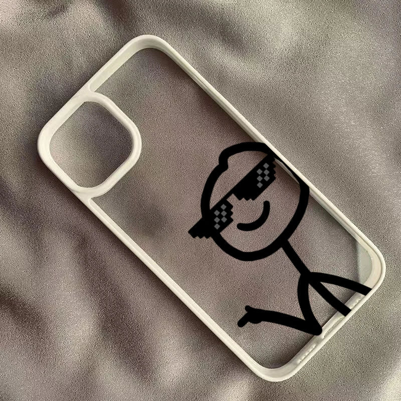 Transparente Strichmännchen Handyhülle für iPhone 11–17 Pro Max
