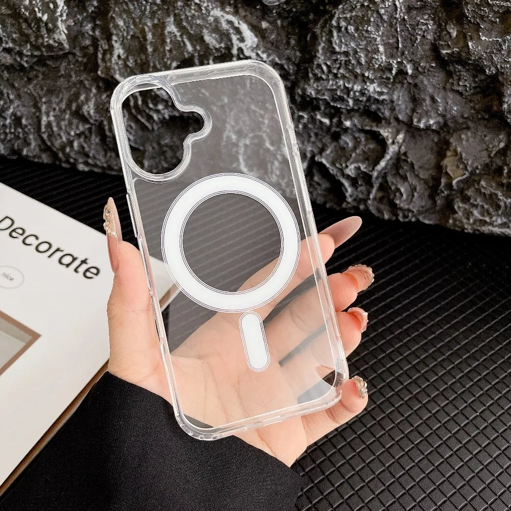 Transparente Magnetische Hülle für iPhone 17 16 15 14 13 12 11 Pro Max Klar