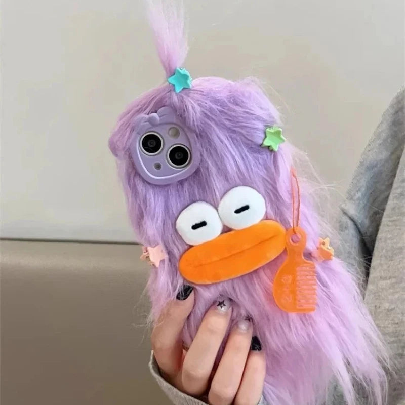 Flauschige Plüsch-Monster Handyhülle – Niedlich, Warm & Weich