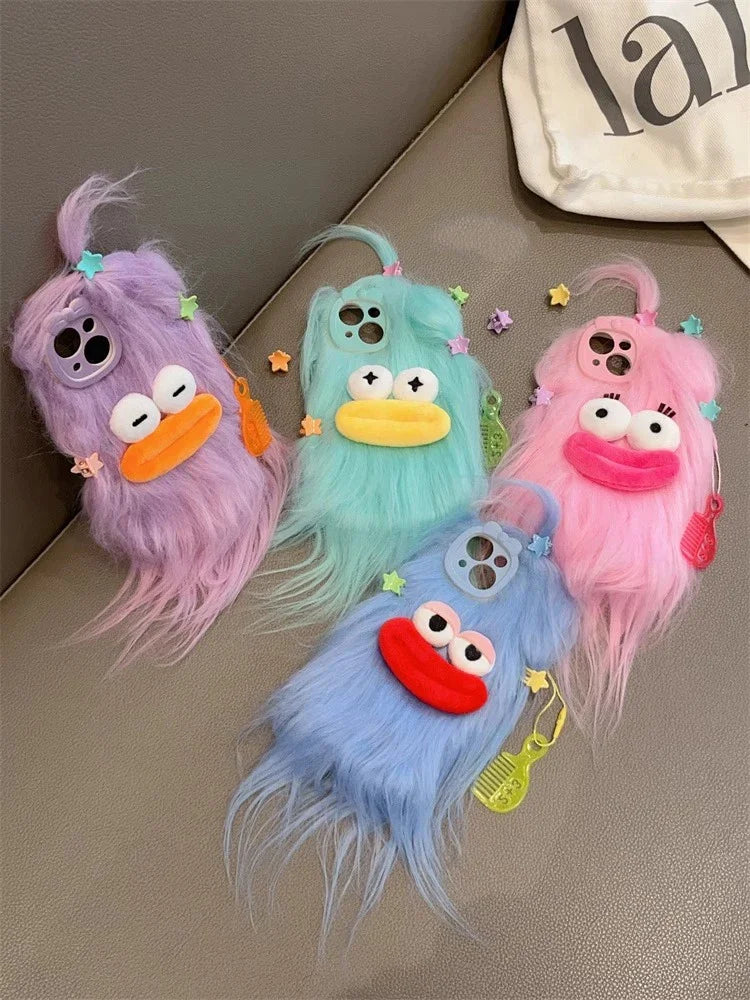 Flauschige Plüsch-Monster Handyhülle – Niedlich, Warm & Weich