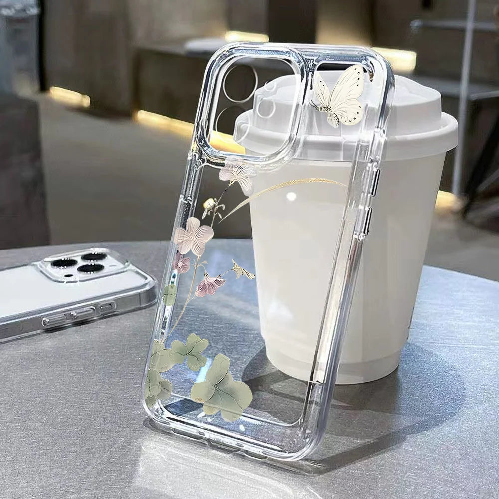 Blumen transparente Handyhülle für iPhone – stoßfest & flexibel