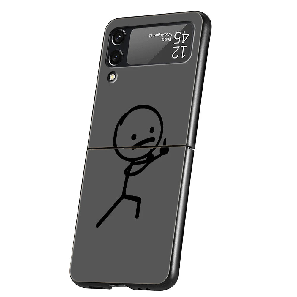 Hülle „Stickman“ für Samsung Galaxy Z Flip – Hard PC, schwarz, stoßfest