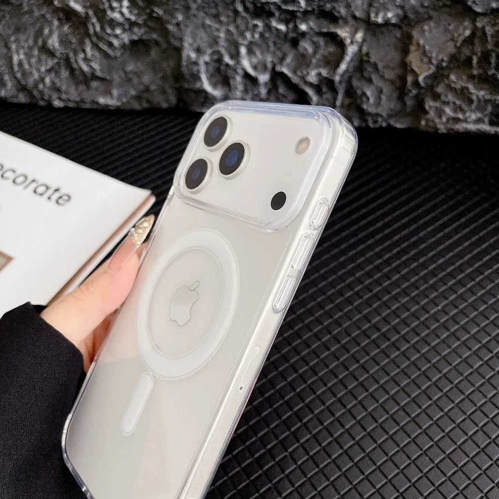 Transparente Magnetische Hülle für iPhone 17 16 15 14 13 12 11 Pro Max Klar