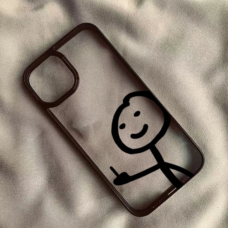 Transparente Strichmännchen Handyhülle für iPhone 11–17 Pro Max