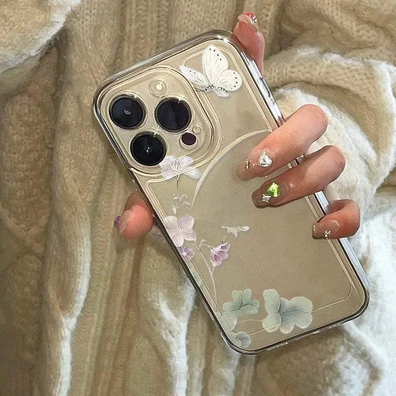 Blumen transparente Handyhülle für iPhone – stoßfest & flexibel