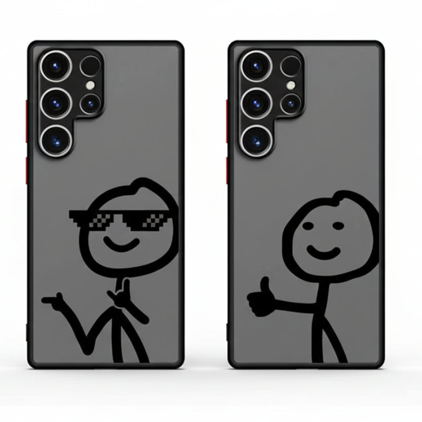 Lustige Strichmännchen Handyhülle für Samsung Galaxy S9–S25 Ultra