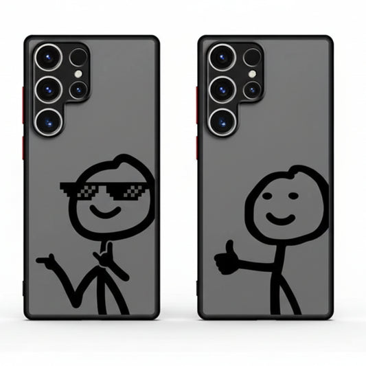 Lustige Strichmännchen Handyhülle für Samsung Galaxy S9–S25 Ultra
