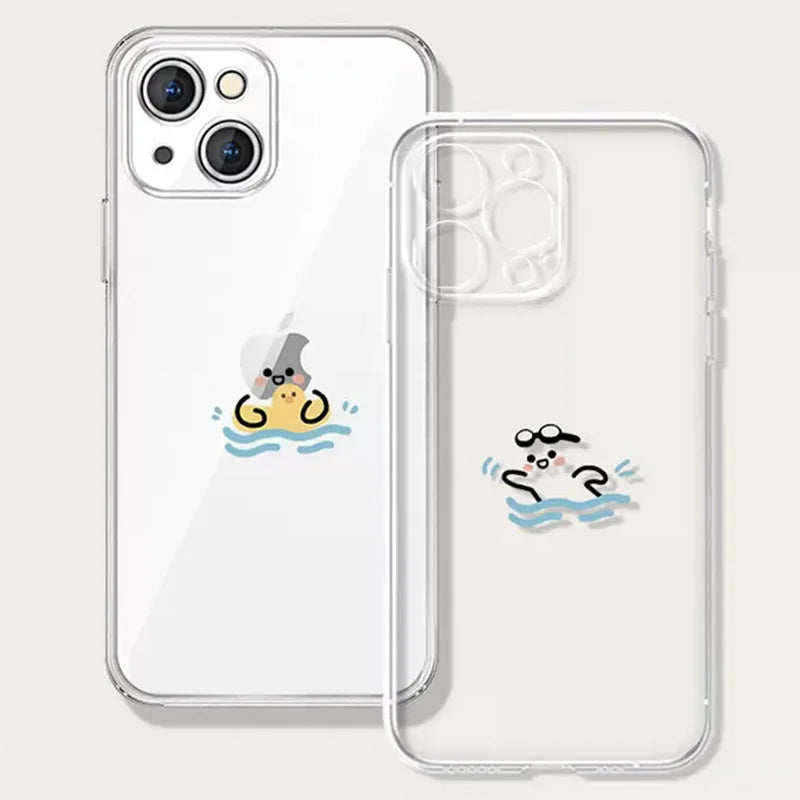 Hülle „Matchstick Couple“ für iPhone – Transparentes Soft TPU Case