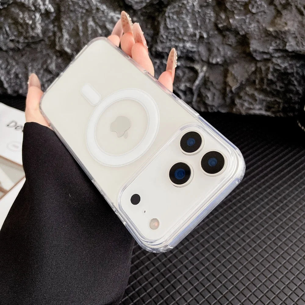 Transparente Magnetische Hülle iPhone 17 16 15 14 13 12 11 Pro Max Klar