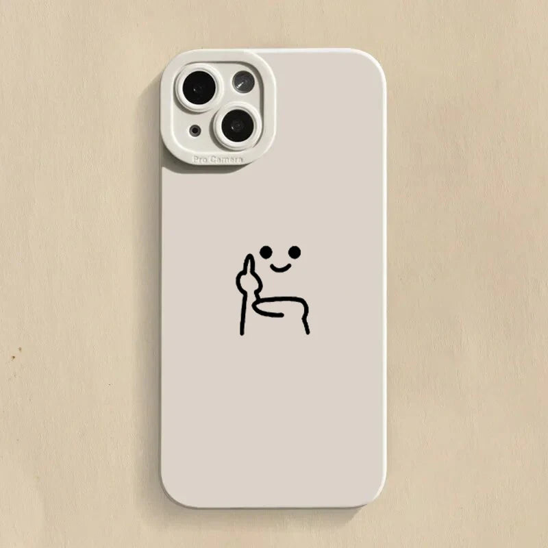 Lustige Strichmännchen Handyhülle Silikon für iPhone 7–17 Pro Max