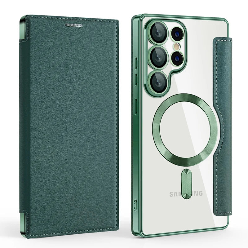 Flip Wallet Hülle aus Leder für Samsung Galaxy – magnetisch & Kartenfach