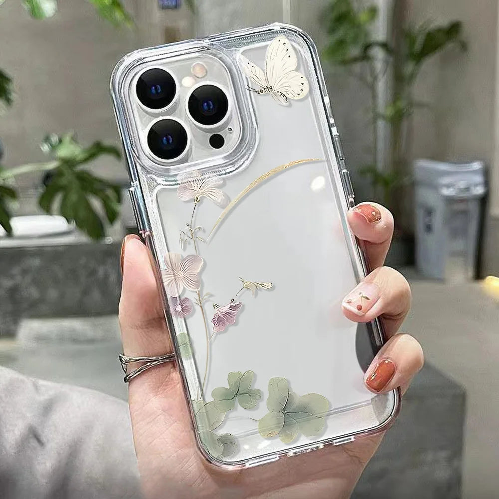 Blumen transparente Handyhülle für iPhone – stoßfest & flexibel