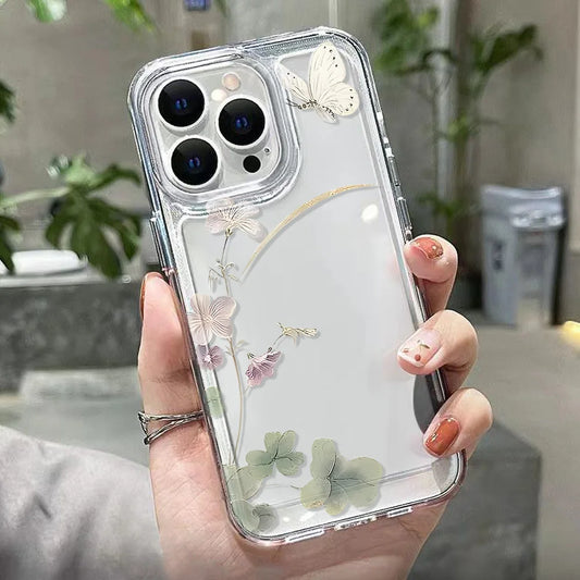 Blumen transparente Handyhülle für iPhone – stoßfest & flexibel