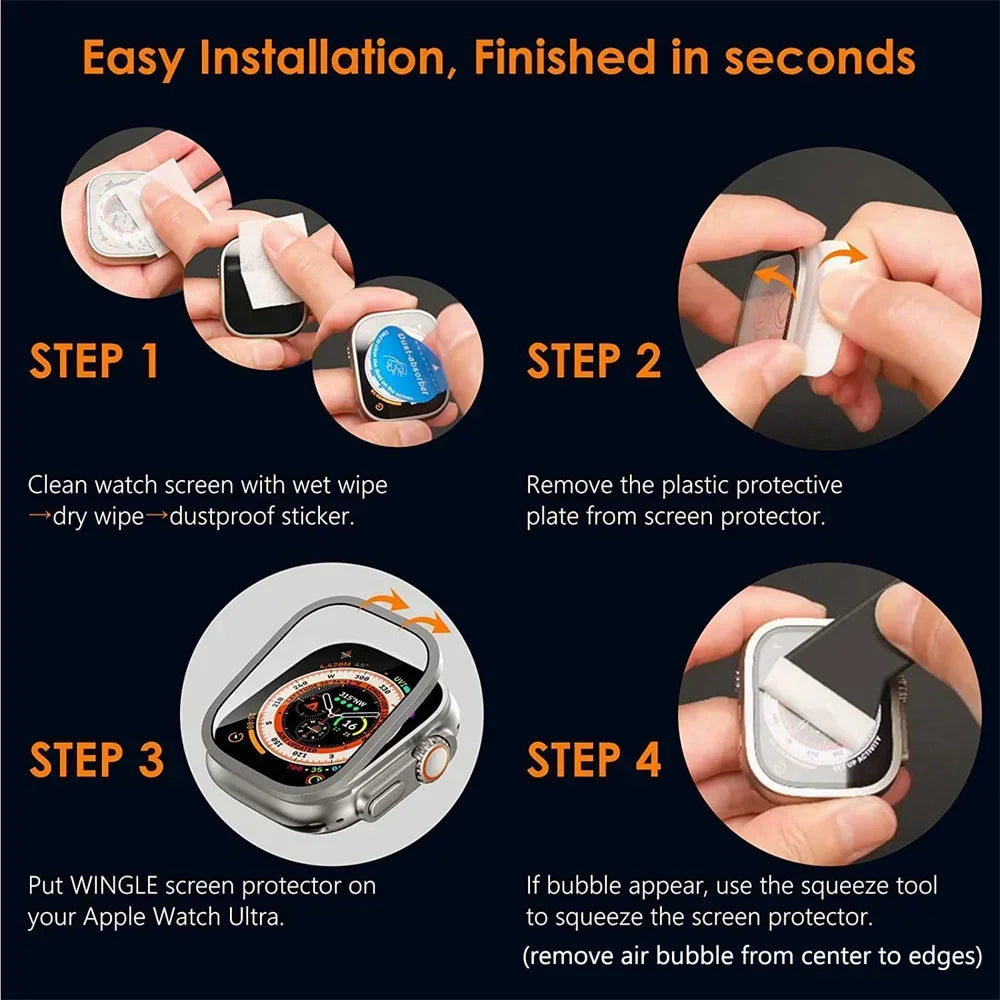 Schutzhülle mit 9H Glas Apple Watch Ultra 1 2 3 49mm Metall Bumper Case