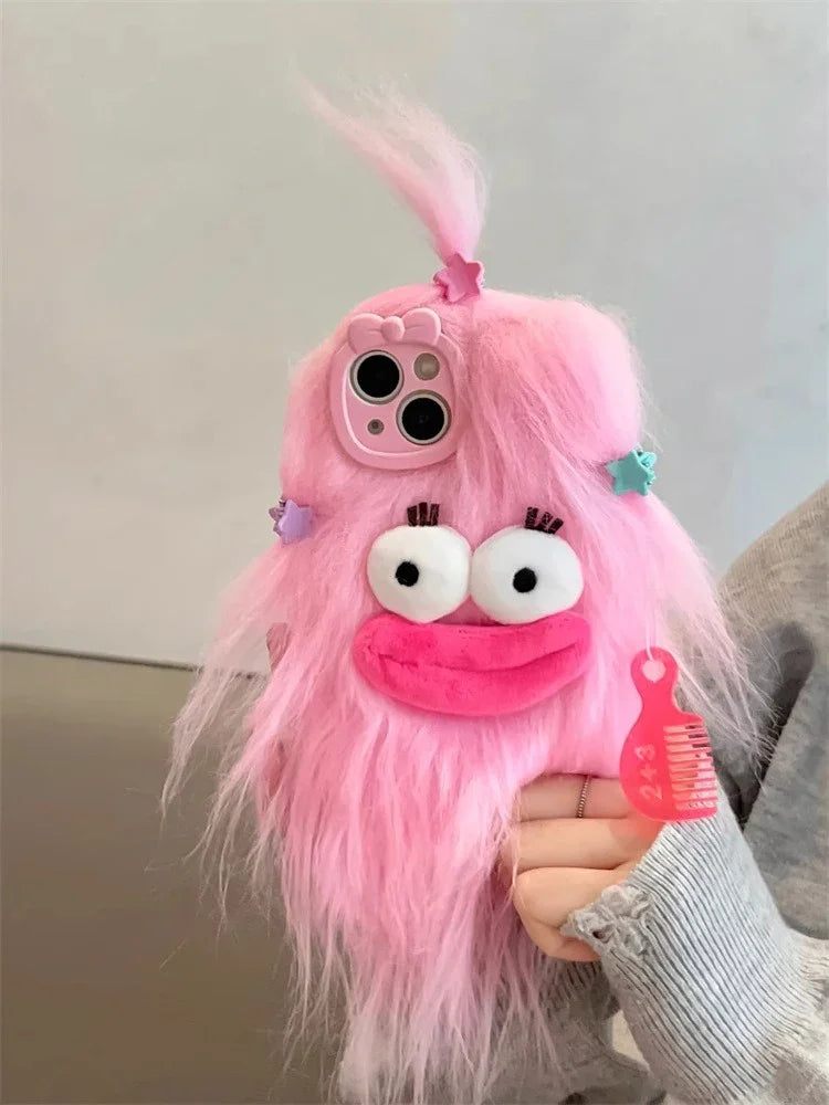 Flauschige Plüsch-Monster Handyhülle – Niedlich, Warm & Weich