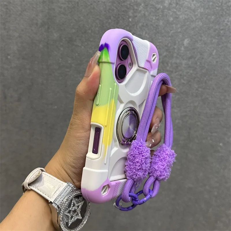 Ringhalter Hülle für iPhone 17 16 15 14 13 12 11 Pro Max mit Lanyard Robust
