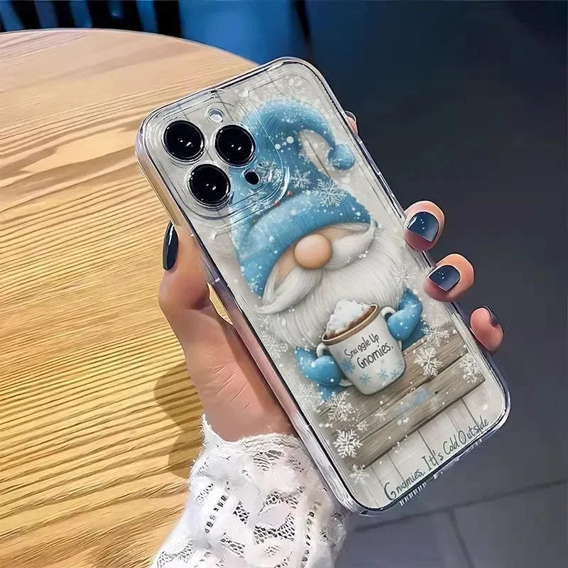 Für iPhone Hülle Weihnachtswichtel – Transparente TPU-Schutzhülle · Blauer Wichtel