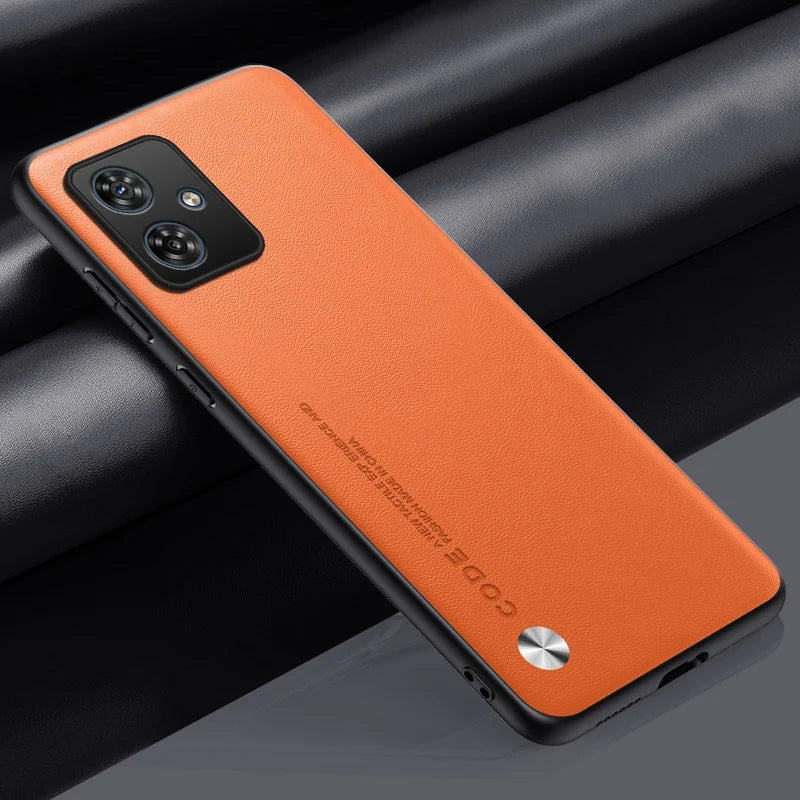 Für Motorola Moto G54 / G64 Hülle – Kunstleder-Schutzhülle · Orange