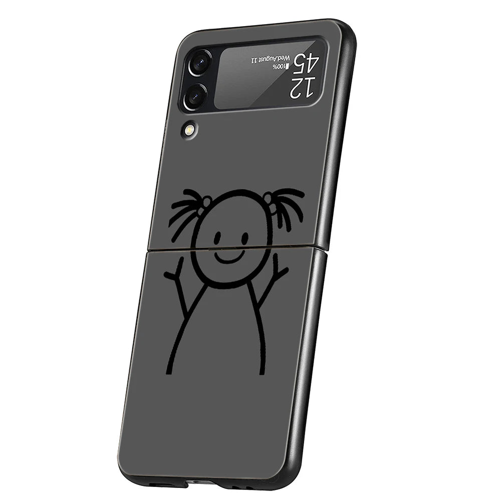 Hülle „Stickman“ für Samsung Galaxy Z Flip – Hard PC, schwarz, stoßfest