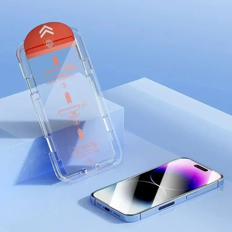 3er-Set iPhone Displayschutzglas 9H – staubfrei mit Installationsbox