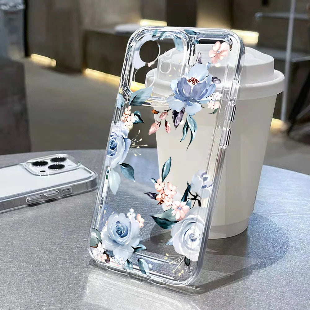 Blumen transparente Handyhülle für iPhone – stoßfest & flexibel