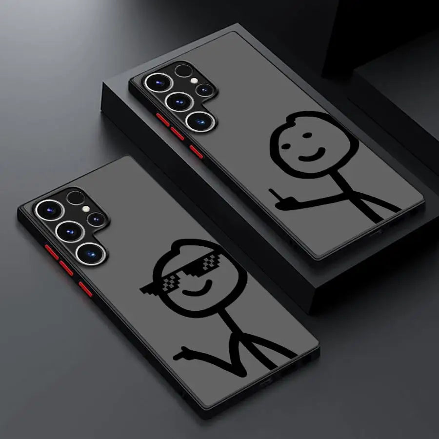 Lustige Strichmännchen Handyhülle für Samsung Galaxy S9–S25 Ultra