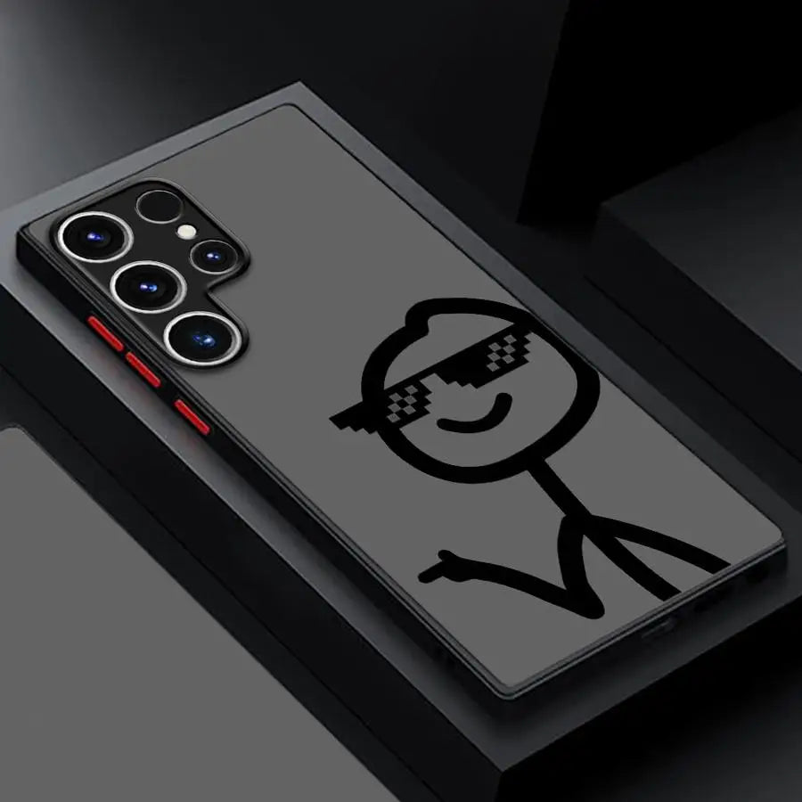 Lustige Strichmännchen Handyhülle für Samsung Galaxy S9–S25 Ultra