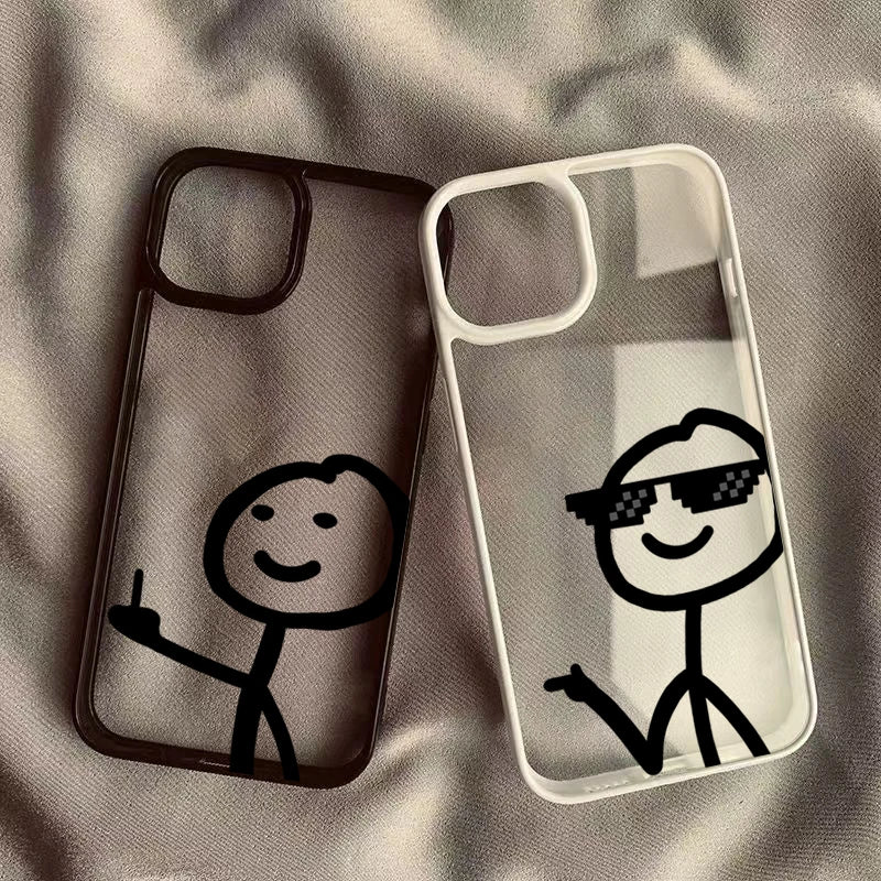 Transparente Strichmännchen Handyhülle für iPhone 11–17 Pro Max