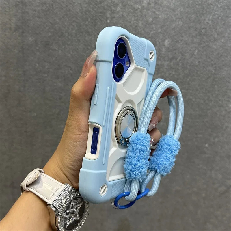 Ringhalter Hülle für iPhone 17 16 15 14 13 12 11 Pro Max mit Lanyard Robust
