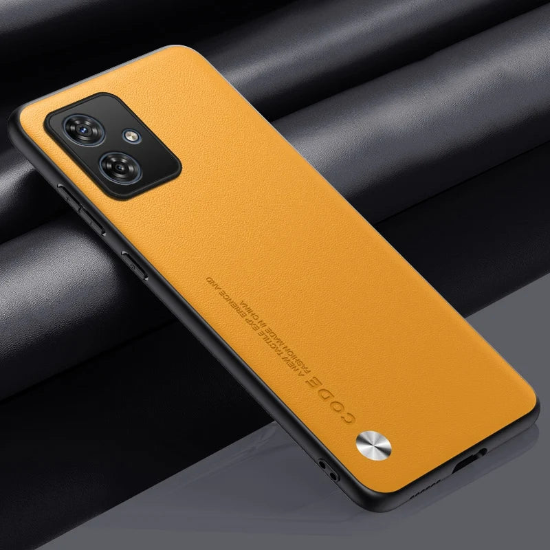 Für Motorola Moto G54 / G64 Hülle – Kunstleder-Schutzhülle · Gelb